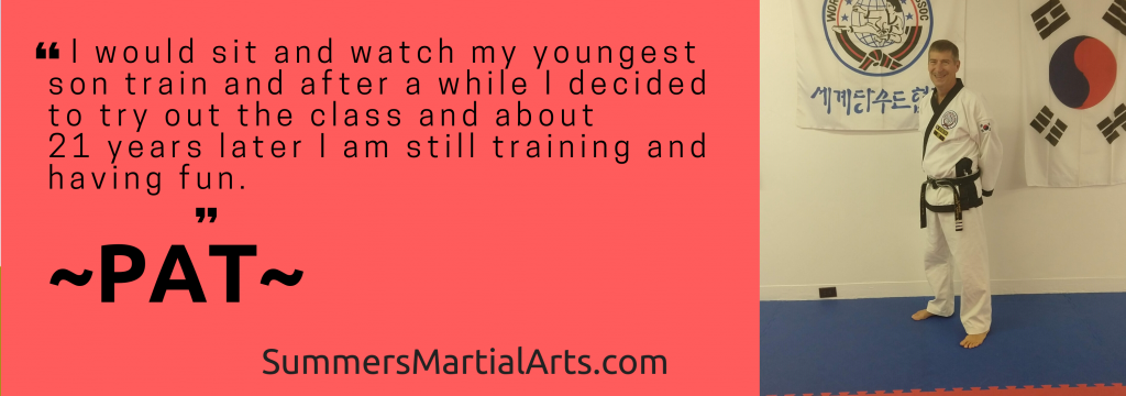 Pat's testimonial, health, confidence, less stress, bellefonte, adults class, summers martial arts